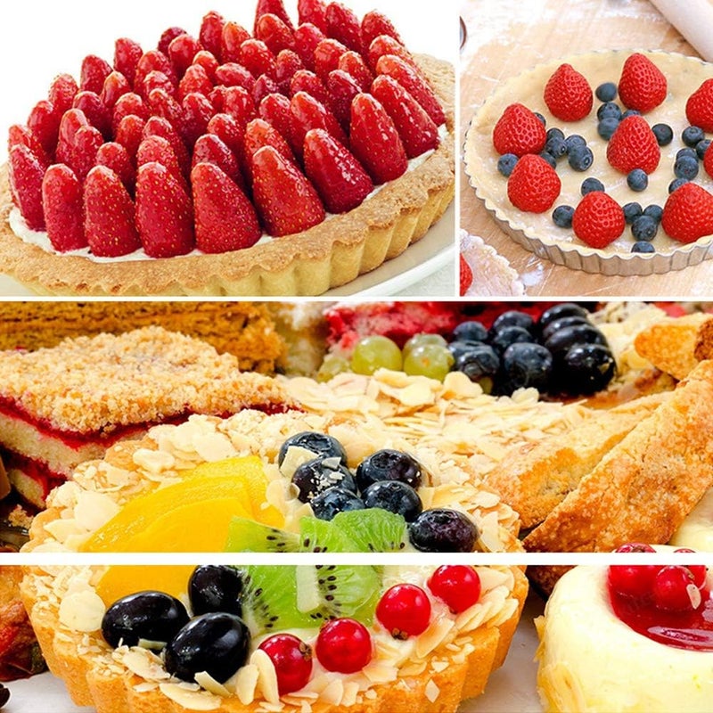 Hslife 6 Pack 5 Inch Mini Tart Pans with Removable Bottom, Nonstick Round Quiche Pan Heavy Duty Fluted Sides for Tartlets, Mousse Cakes, Dessert Baking - Image 5